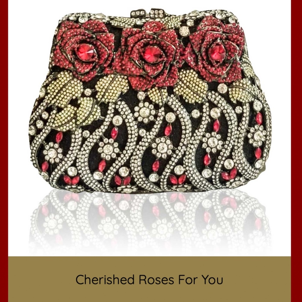 Austrian Crystal Purse Red Roses Gift Wedding